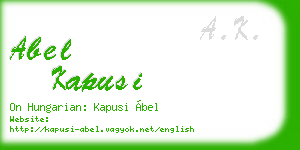 abel kapusi business card